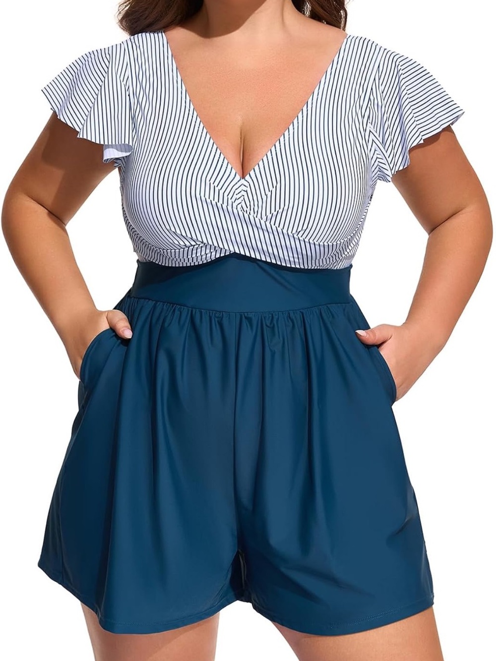 Smismivo One Piece Plus Size Swim Romper Modest 4XL. 2892/bb18-2:v